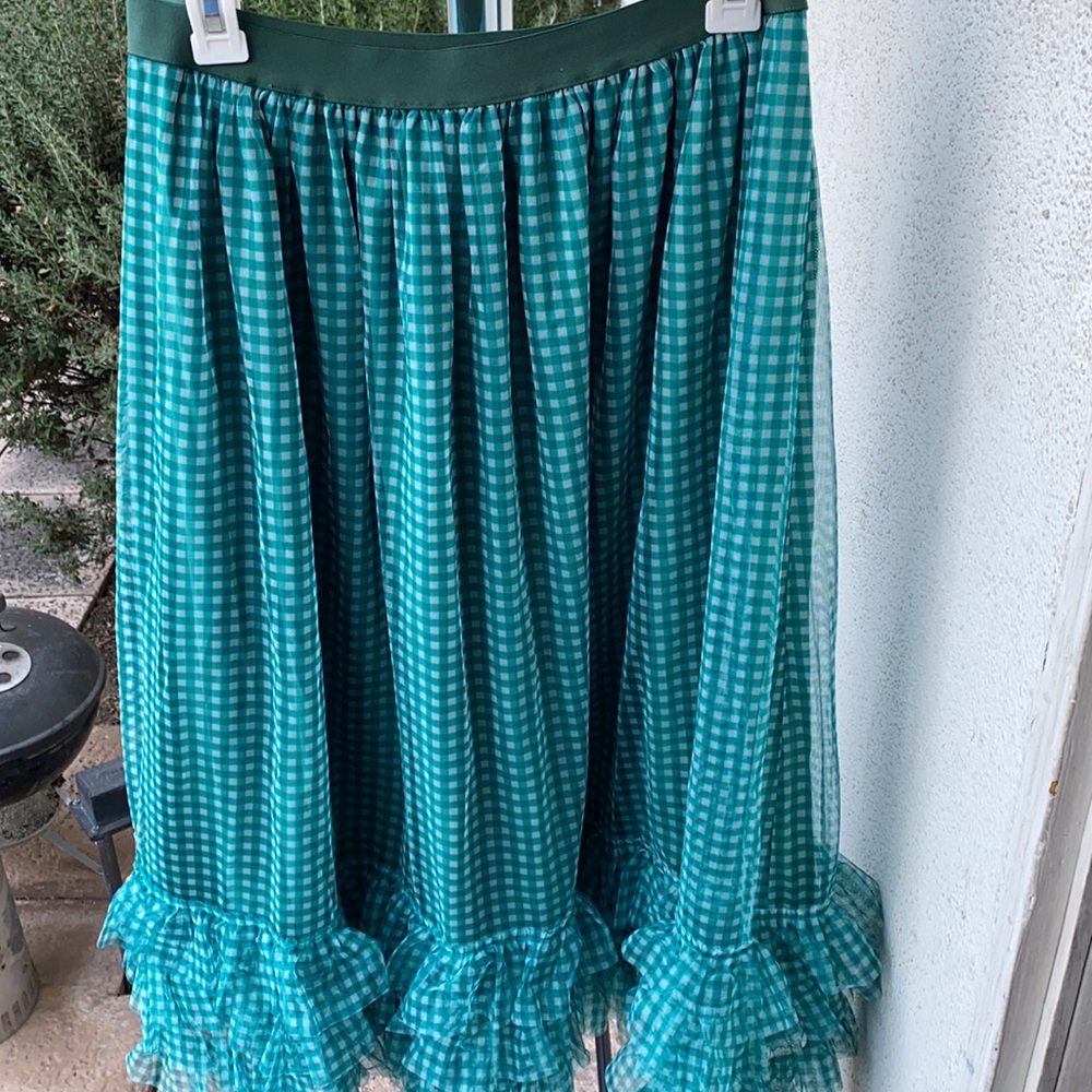 Green Anthropologie skirt